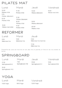 Planning studio aloha Pilates yoga reformer springboard